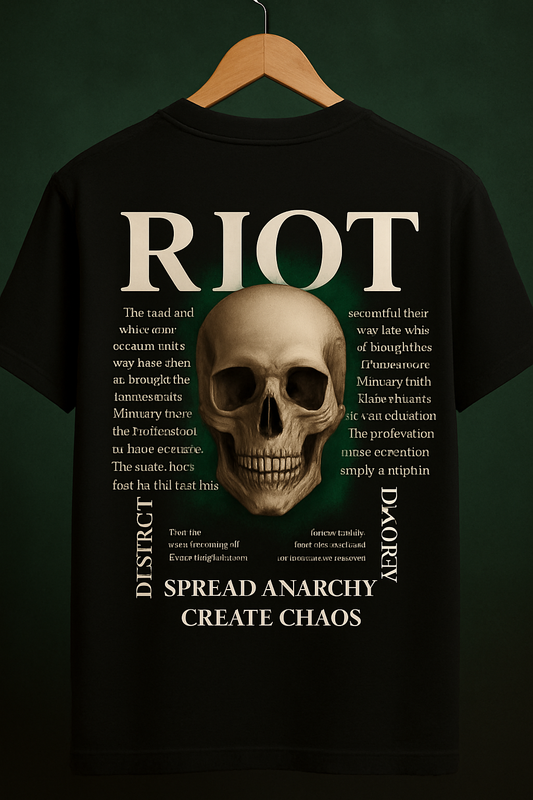 RIOT Skull Graphic Oversized T-Shirt – Streetwear Edition (210 GSM)