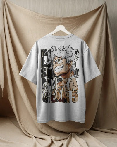 One Piece Gear 5 T-Shirt – Luffy Sun God Nika Oversized White Tee | Anime Streetwear